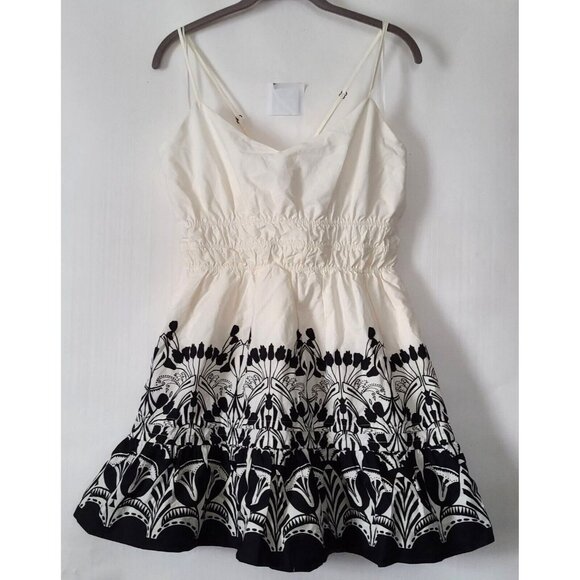 Anthropologie Somerset Strappy Mini Dress Sz L Black Ivory Boho Tiered NWT $140 - Picture 2 of 14